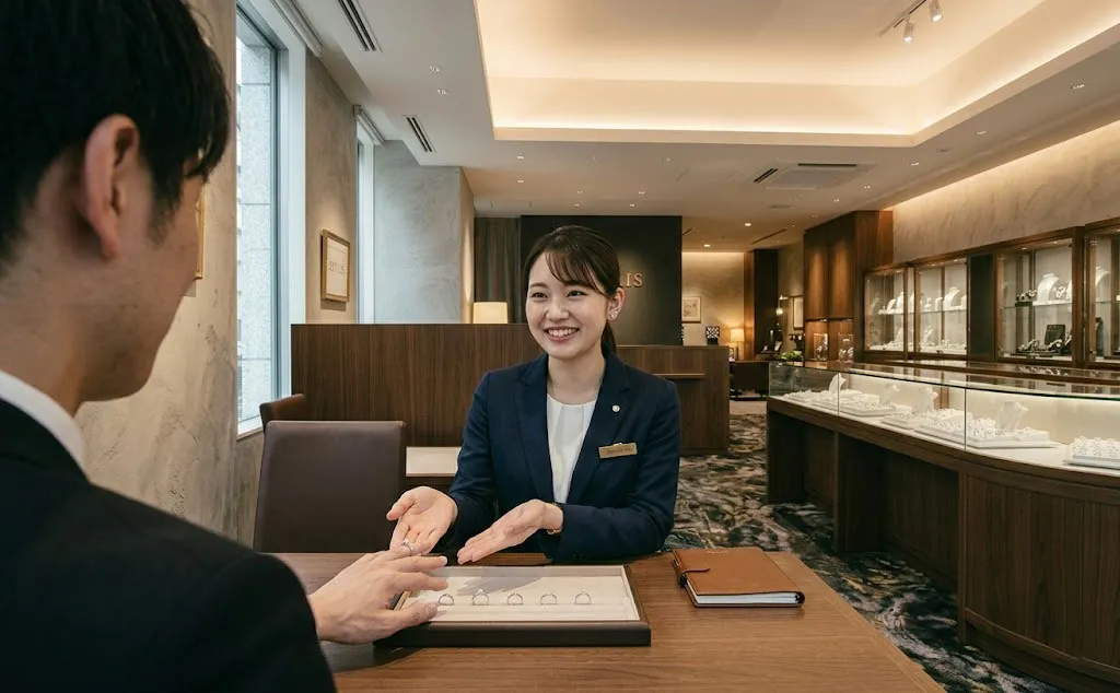店舗内相談コーナーでの接客風景